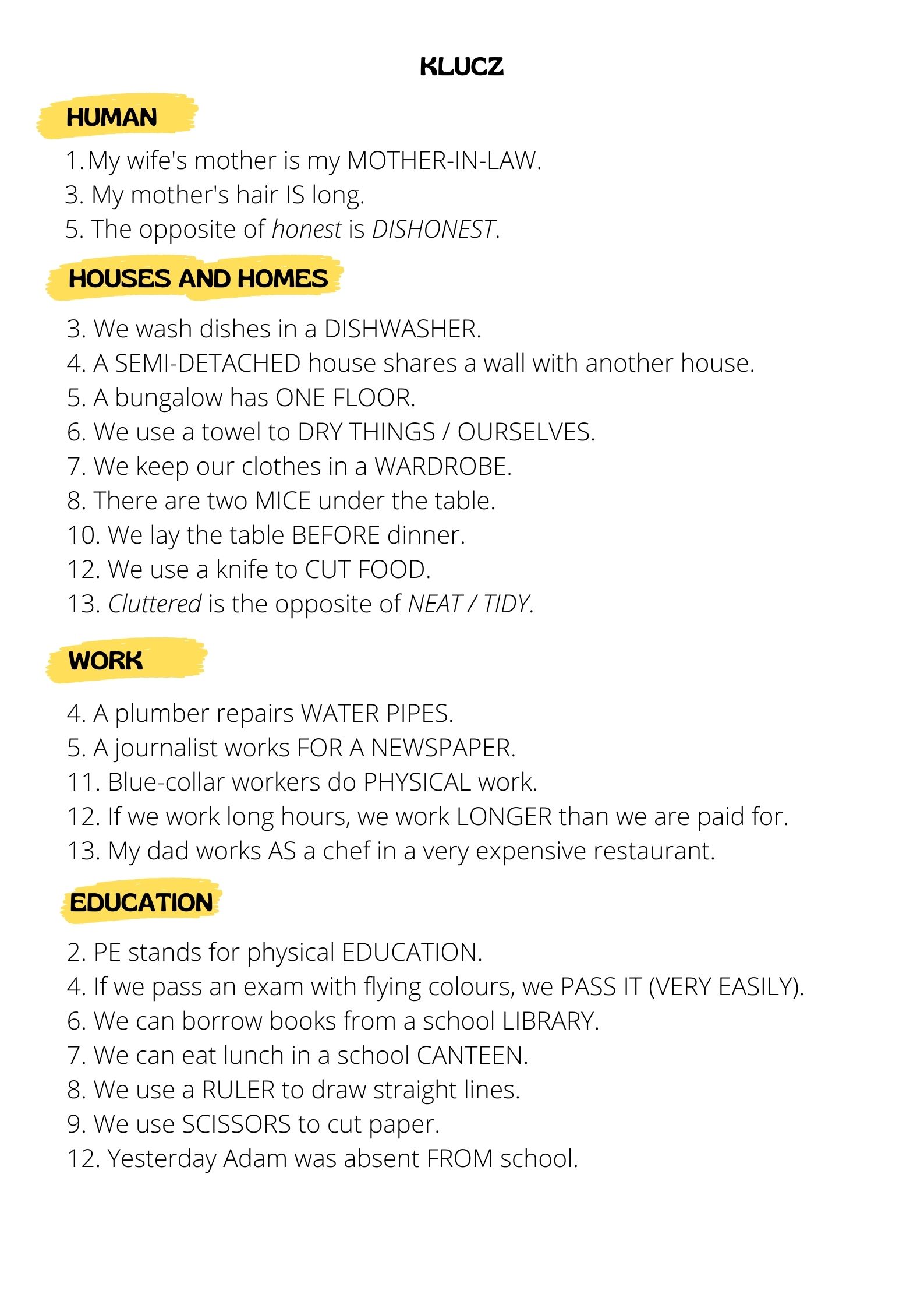 TRUE OR FALSE? SŁOWNICTWO Z 14 DZIAŁÓW TEMATYCZNYCH - obrazek 2