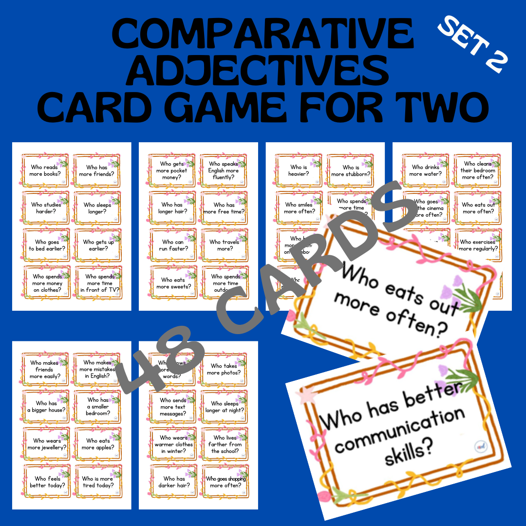 COMPARATIVE ADJECTIVES CARD GAME FOR TWO / SET 2