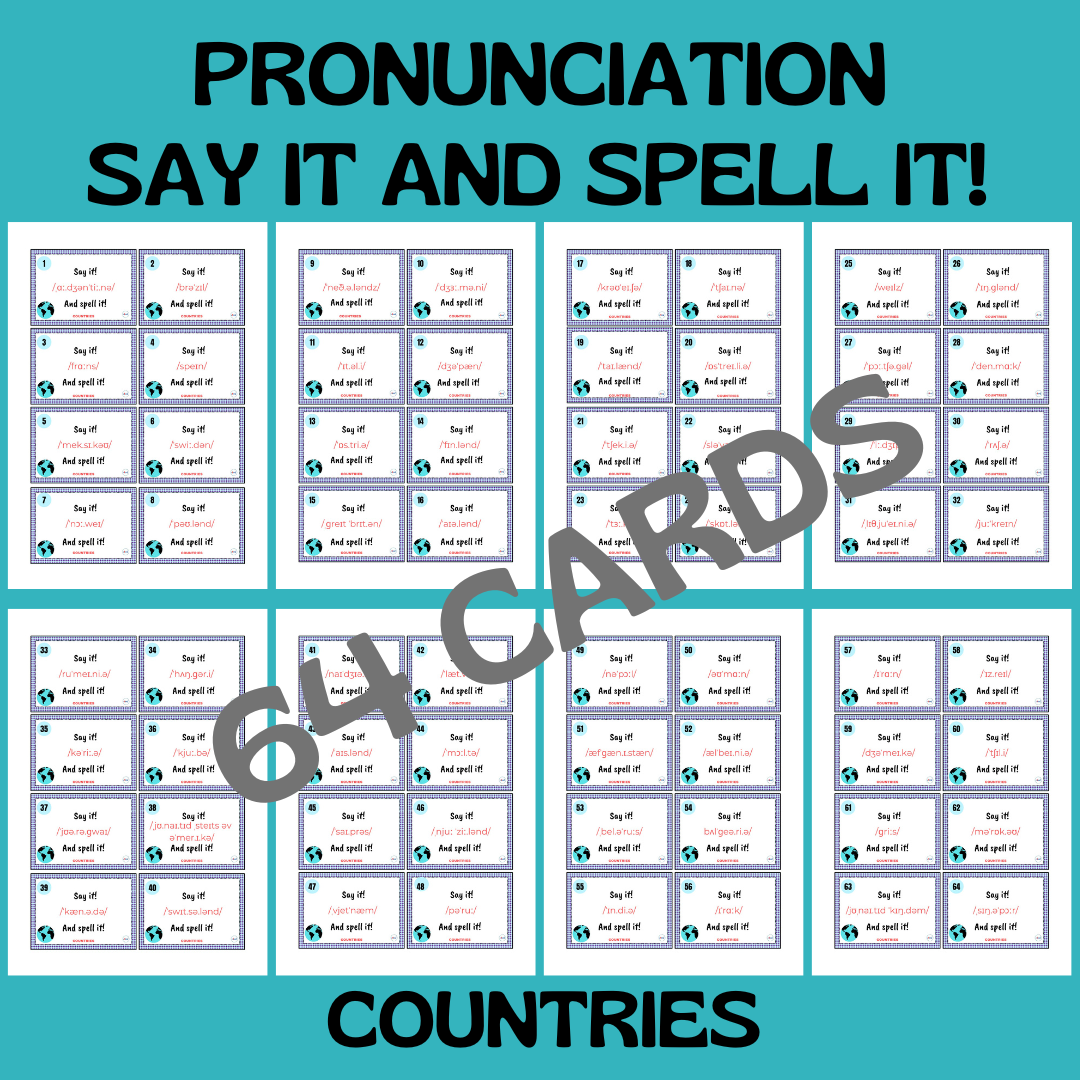 COUNTRIES PRONUNCIATION CARDS