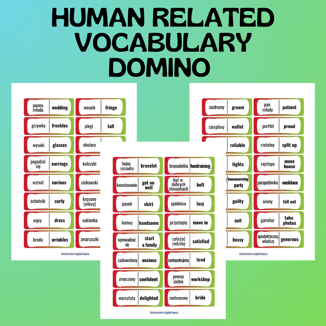 HUMAN RELATED VOCABULARY DOMINO