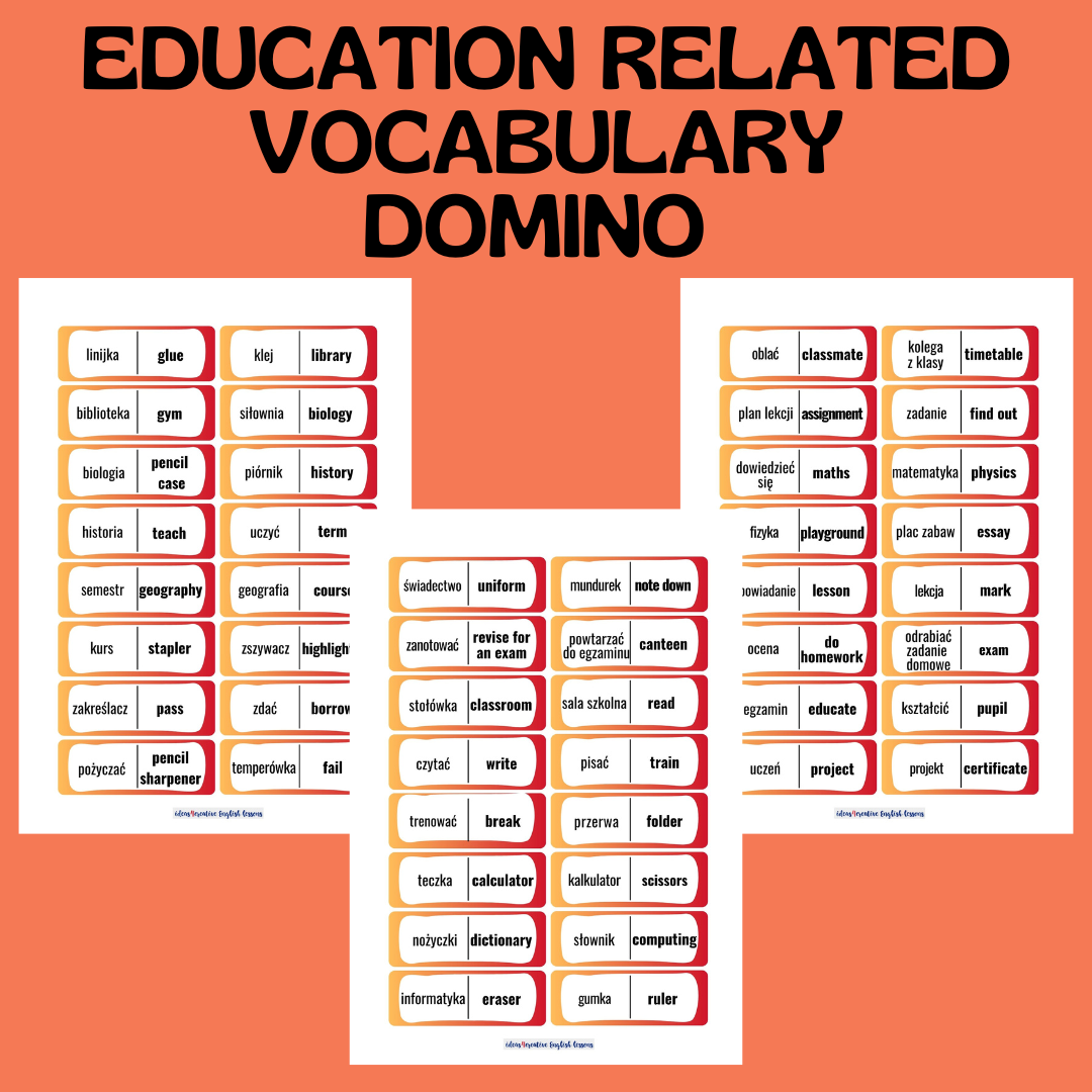 EDUCATION RELATED VOCABULARY DOMINO