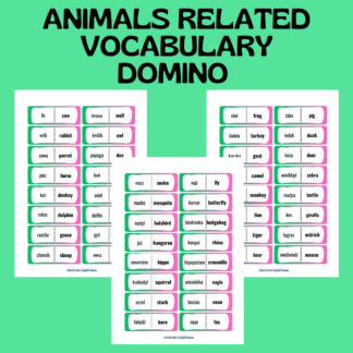 ANIMALS RELATED VOCABULARY DOMINO