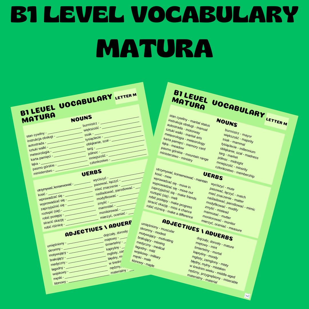 B1 LEVEL VOCABULARY (MATURA) / LETTER M