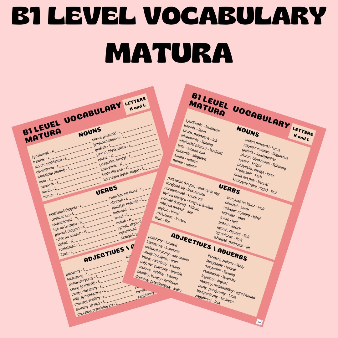 B1 LEVEL VOCABULARY (MATURA) / LETTERS K and L