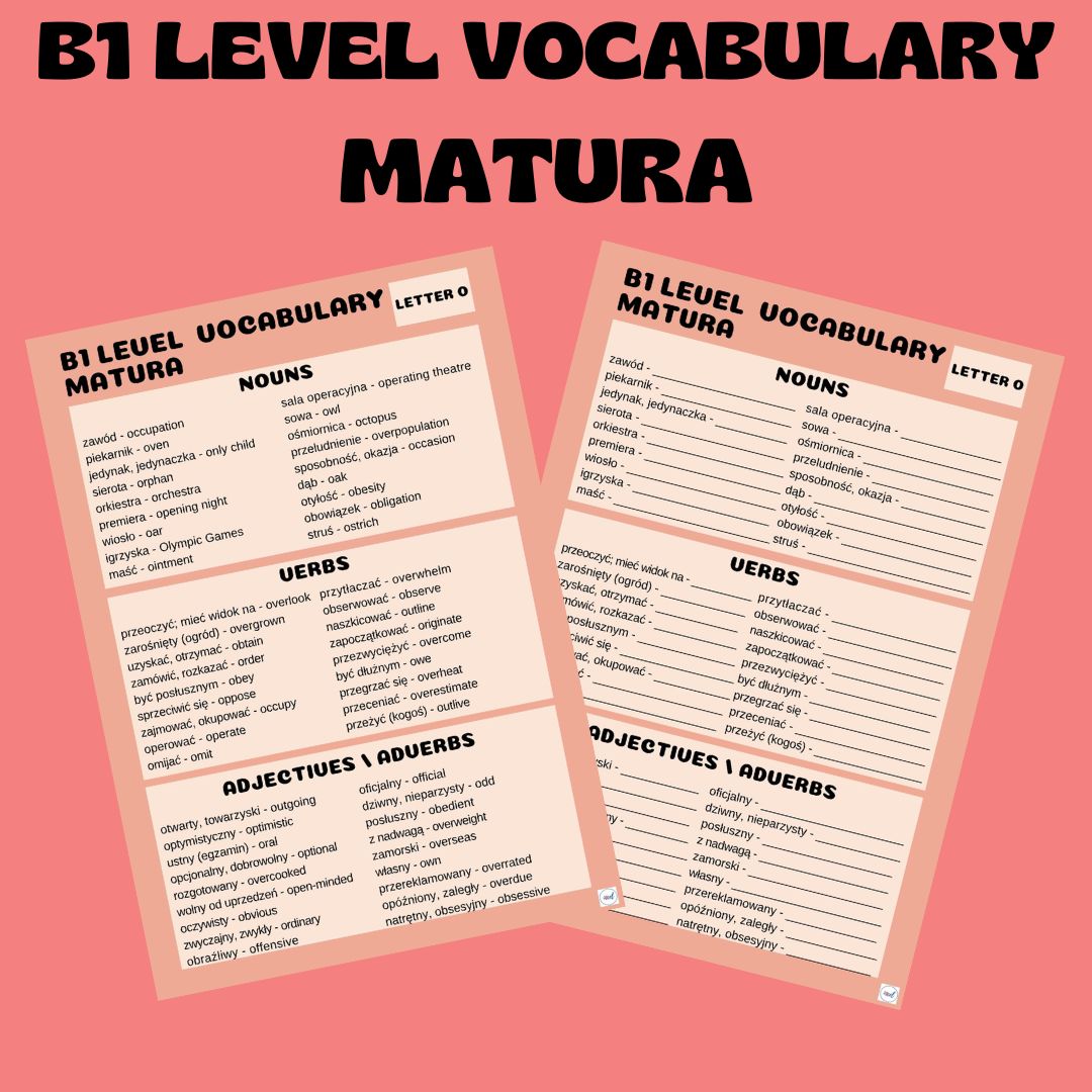 B1 LEVEL VOCABULARY (MATURA) / LETTER O