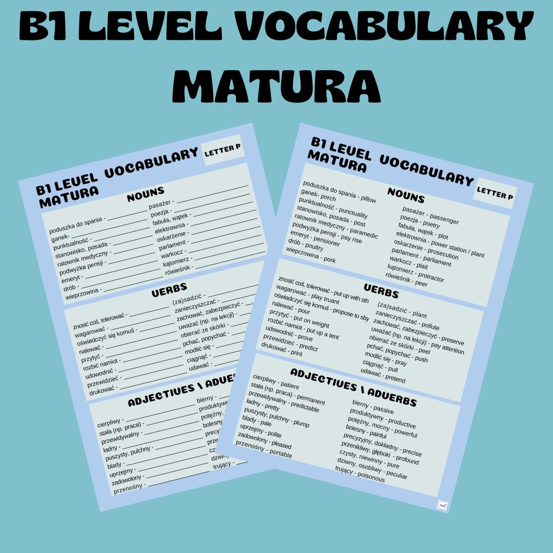 B1 LEVEL VOCABULARY (MATURA) / LETTER P