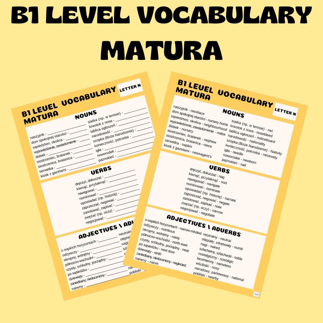 B1 LEVEL VOCABULARY (MATURA) / LETTER N