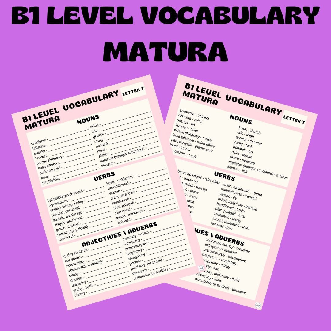 B1 LEVEL VOCABULARY (MATURA) / LETTER T