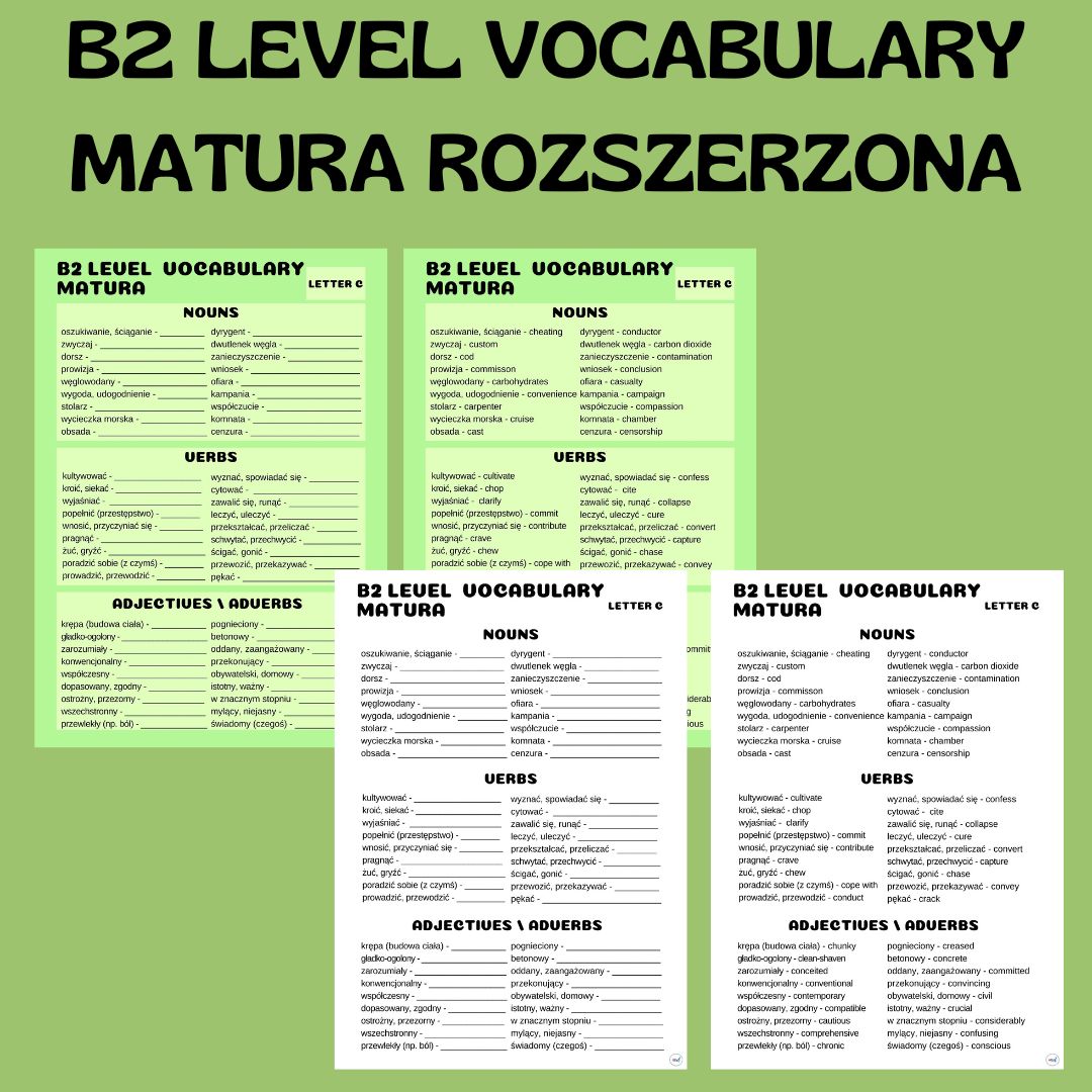 B2 LEVEL VOCABULARY (MATURA) / LETTER C