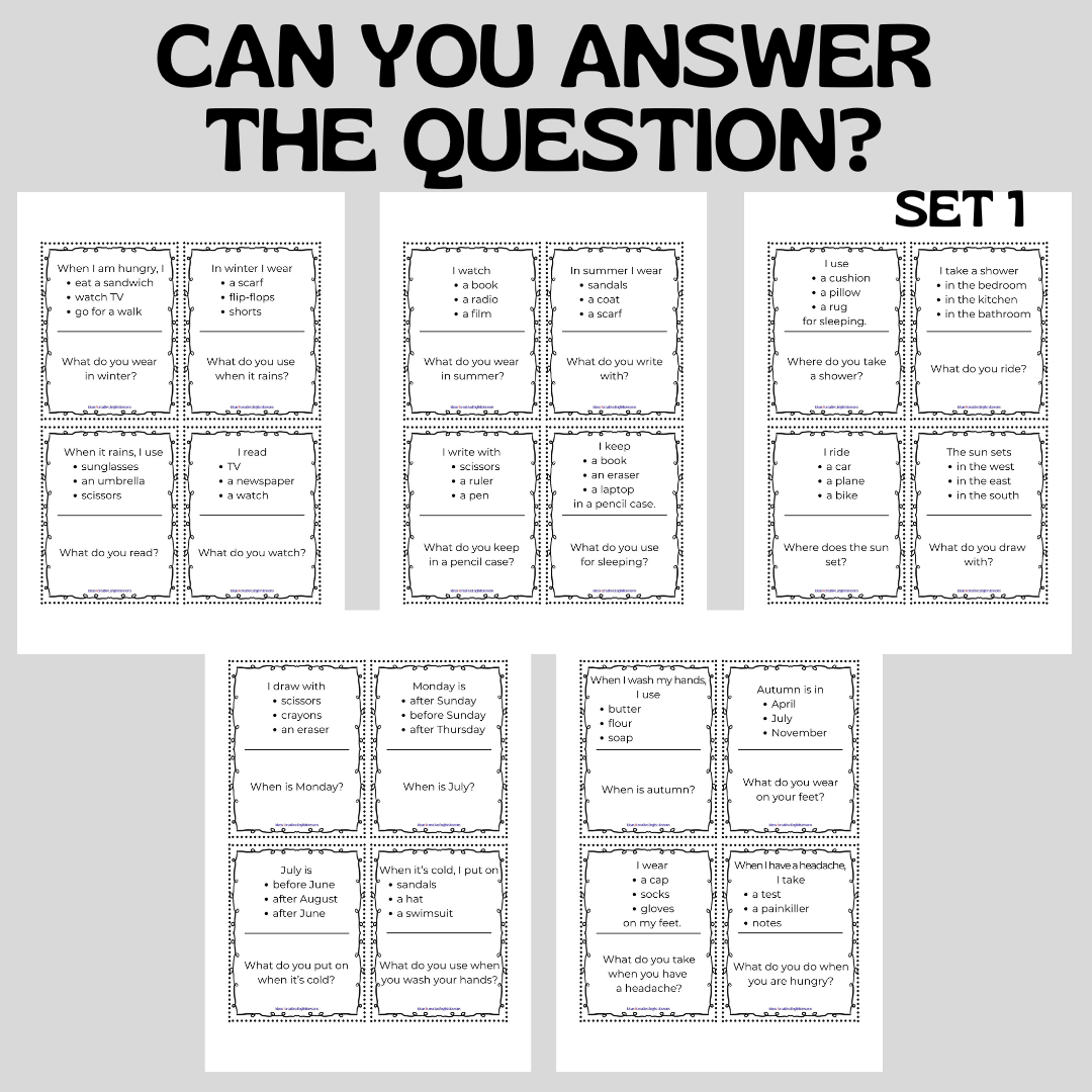 CAN YOU ANSWER THE QUESTION CARDS / SET 1