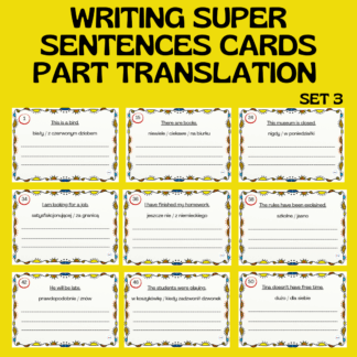 WRITING SUPER SENTENCES CARDS / PART TRANSLATION SET 3