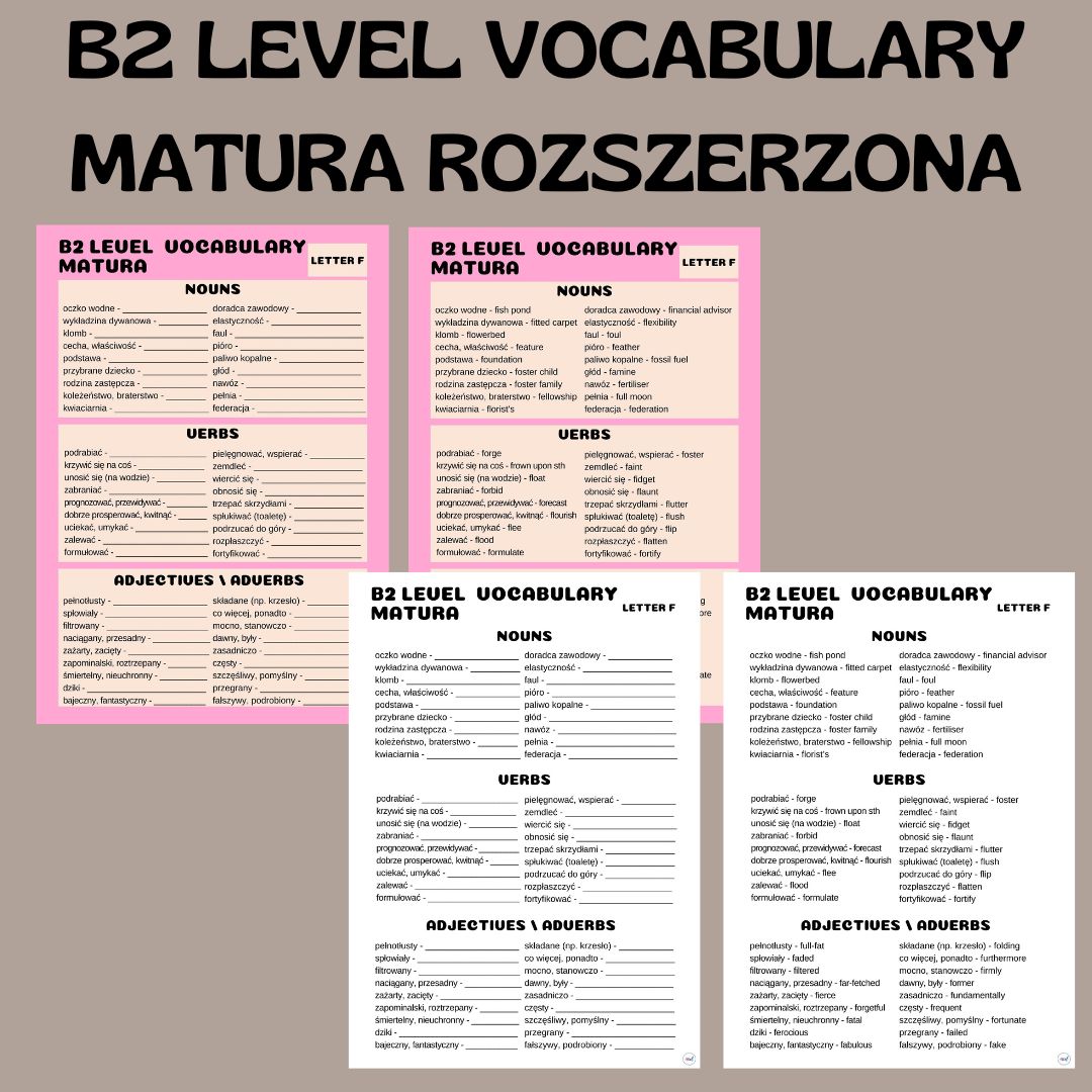 B2 LEVEL VOCABULARY (MATURA) / LETTER F