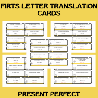 FIRST LETTER TRANSLATION CARDS / PRESENT PERFECT
