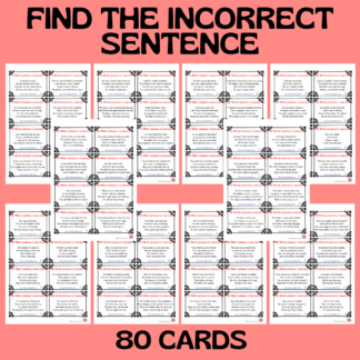 FIND THE INCORRECT SENTENCE CARDS